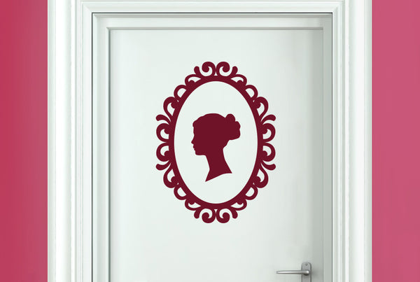 Womens Profile In Art Nouveau Frame Door Room Sticker