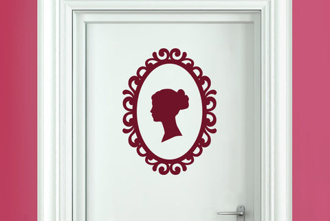 Womens Profile In Art Nouveau Frame Door Room Sticker