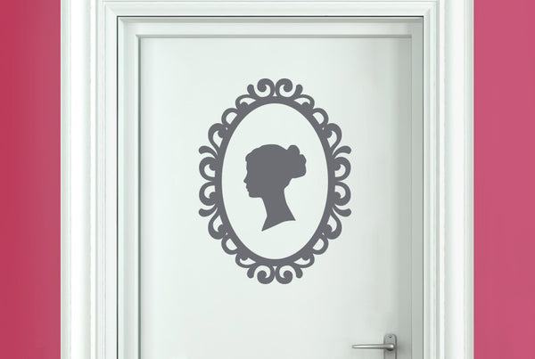 Womens Profile In Art Nouveau Frame Door Room Sticker
