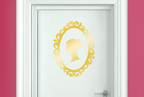 Womens Profile In Art Nouveau Frame Door Room Sticker