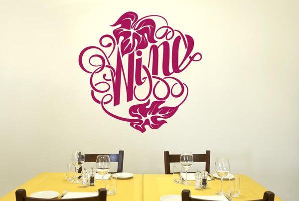 Writing In Form Of The Word Wine Wall Sticker