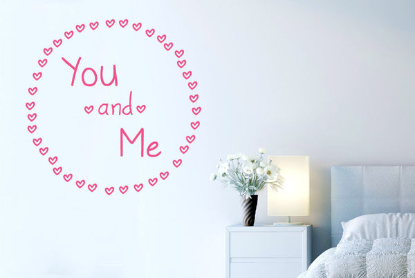 You And Me Surrounded By Mini Hearts Wall Sticker