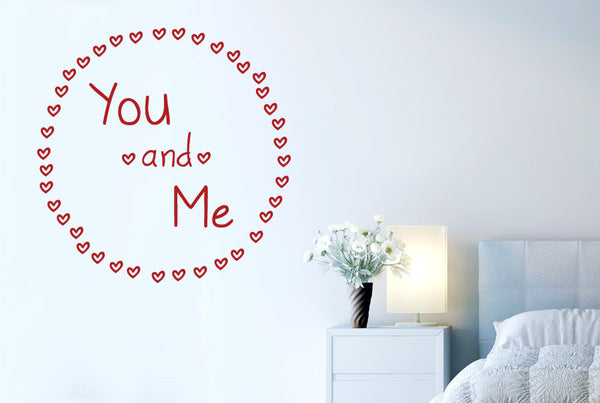 You And Me Surrounded By Mini Hearts Wall Sticker