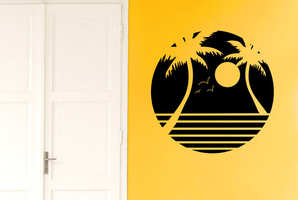 Palm Trees With Sunset Wall Sticker
