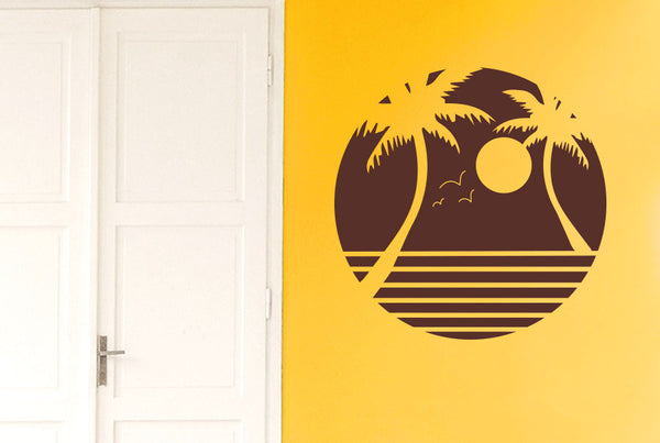 Palm Trees With Sunset Wall Sticker